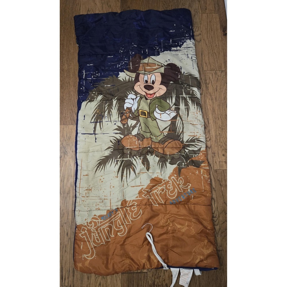 Vintage Kids Disney Mickey Mouse Sleeping Bag Jungle Trek Adventure Safari Camp